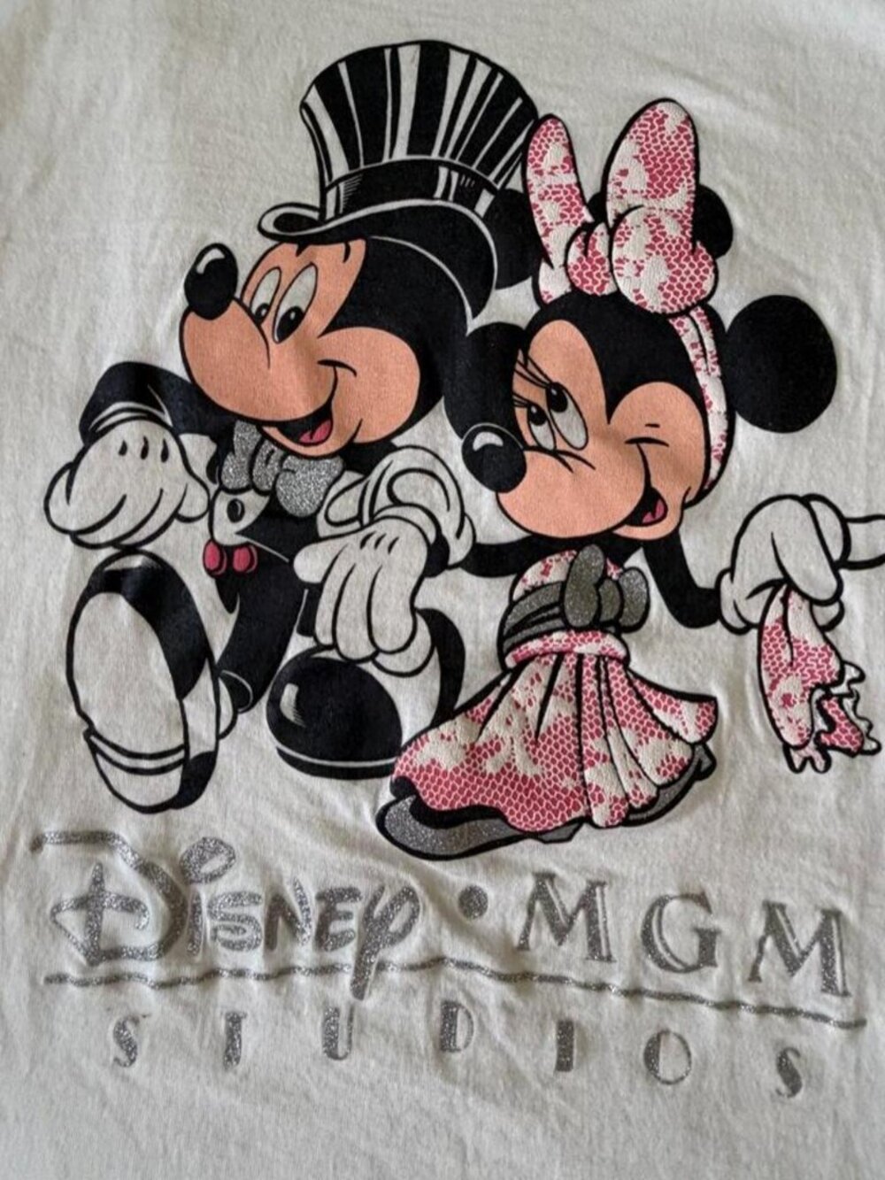 Vintage 1980s-1990s 100% Cotton Disney White T Shirt Mickey Minnie MGM Studios